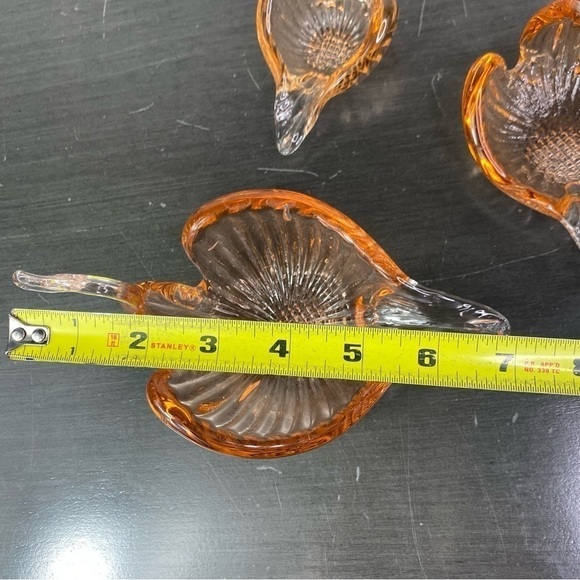 Vintage Art Glass Nesting Swans Made in Italy Salmon Amber Bowl Trinket Dishes - Picture 12 of 16